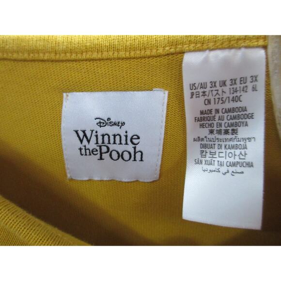 Disney WINNIE THE POOH Golden Yellow Knit Drop Waist Dress Ruffle Hem Size 3X - Picture 2 of 16